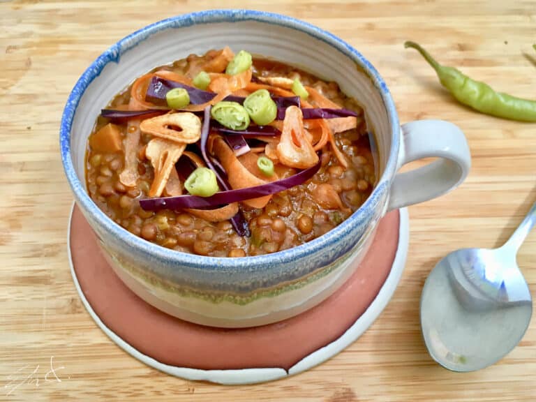 lentejas con piparras